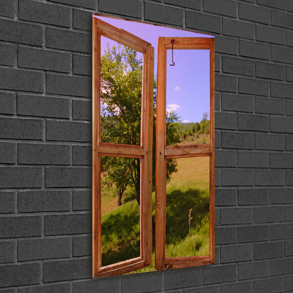 Cuadro decorativo en cristal con canto pulido vertical El paisaje fuera de la ventana