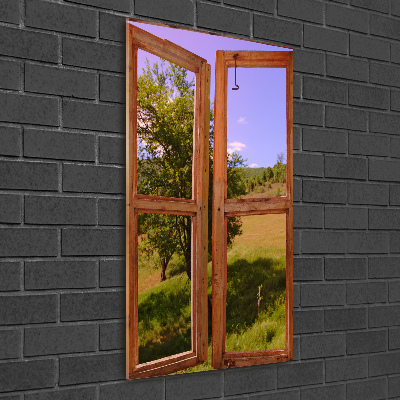 Cuadro decorativo en cristal con canto pulido vertical El paisaje fuera de la ventana