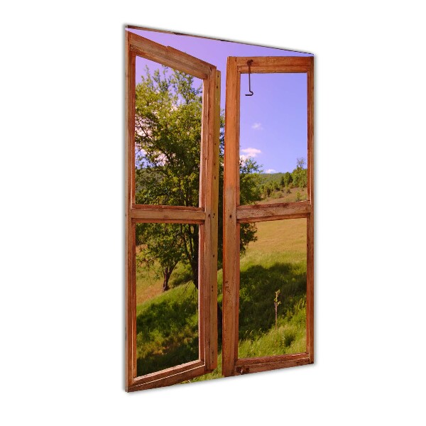 Cuadro decorativo en cristal con canto pulido vertical El paisaje fuera de la ventana