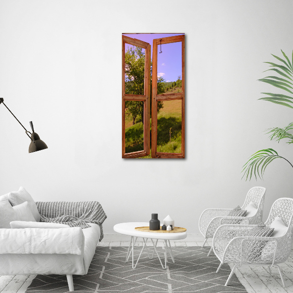 Cuadro decorativo en cristal con canto pulido vertical El paisaje fuera de la ventana