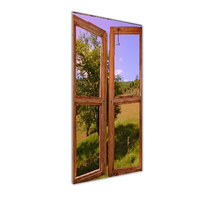 Cuadro decorativo en cristal con canto pulido vertical El paisaje fuera de la ventana