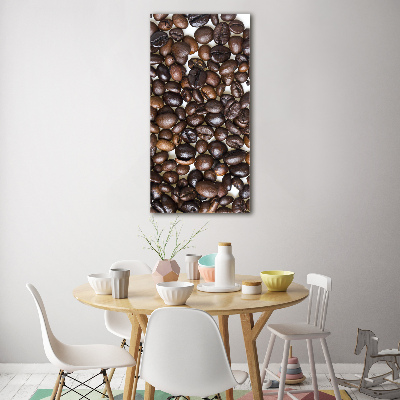 Cuadro decorativo en cristal con canto pulido vertical Granos de café