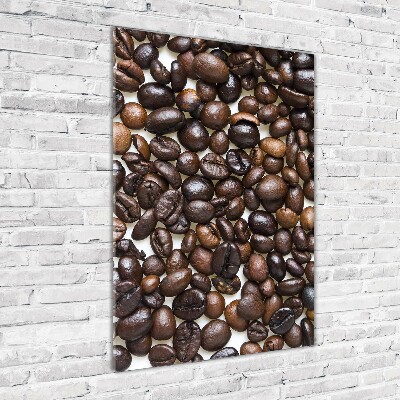 Cuadro decorativo en cristal con canto pulido vertical Granos de café