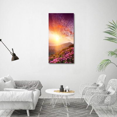 Cuadro de vidrio templado 4mm para pared vertical Primavera en las montañas