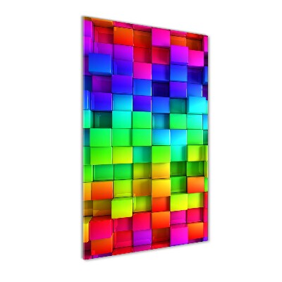 Cuadro decorativo en cristal con canto pulido vertical Cajas de colores