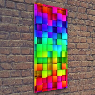 Cuadro decorativo en cristal con canto pulido vertical Cajas de colores