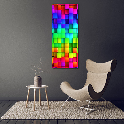 Cuadro decorativo en cristal con canto pulido vertical Cajas de colores