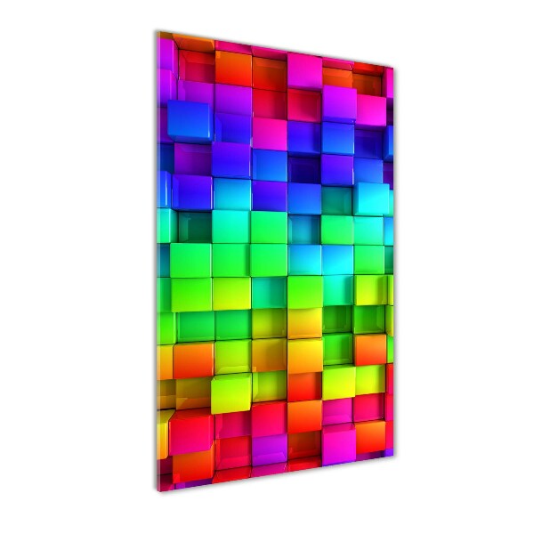 Cuadro decorativo en cristal con canto pulido vertical Cajas de colores