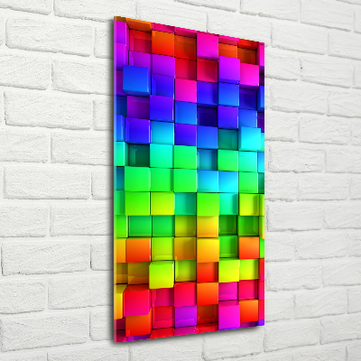 Cuadro decorativo en cristal con canto pulido vertical Cajas de colores