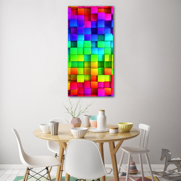 Cuadro decorativo en cristal con canto pulido vertical Cajas de colores
