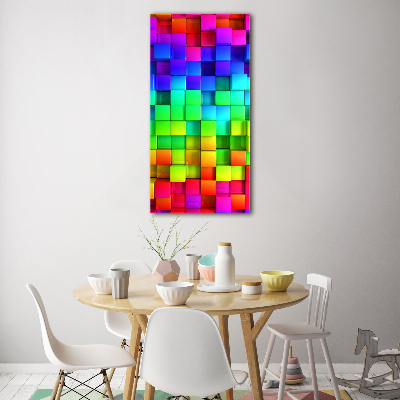 Cuadro decorativo en cristal con canto pulido vertical Cajas de colores