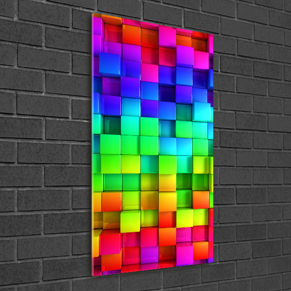Cuadro decorativo en cristal con canto pulido vertical Cajas de colores
