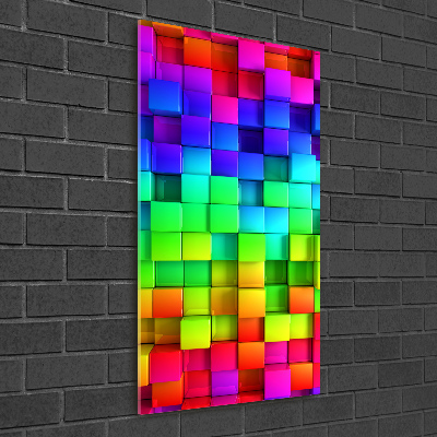 Cuadro decorativo en cristal con canto pulido vertical Cajas de colores