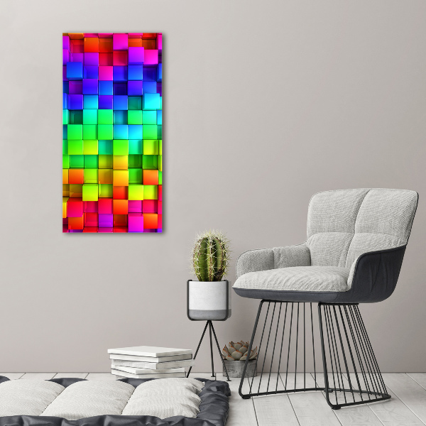 Cuadro decorativo en cristal con canto pulido vertical Cajas de colores