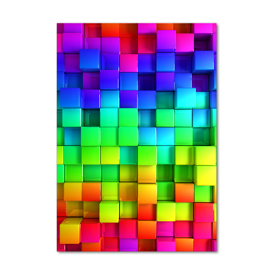 Cuadro decorativo en cristal con canto pulido vertical Cajas de colores