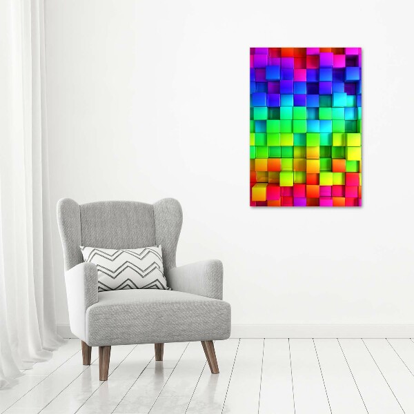 Cuadro decorativo en cristal con canto pulido vertical Cajas de colores