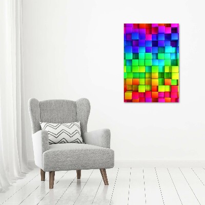 Cuadro decorativo en cristal con canto pulido vertical Cajas de colores