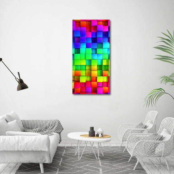 Cuadro decorativo en cristal con canto pulido vertical Cajas de colores