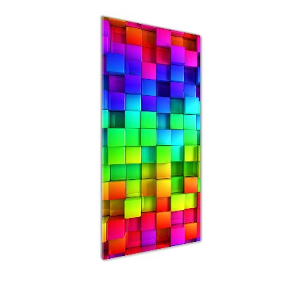 Cuadro decorativo en cristal con canto pulido vertical Cajas de colores