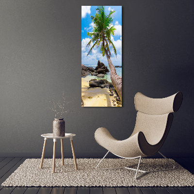 Cuadro decorativo en cristal con canto pulido vertical Playa tropical