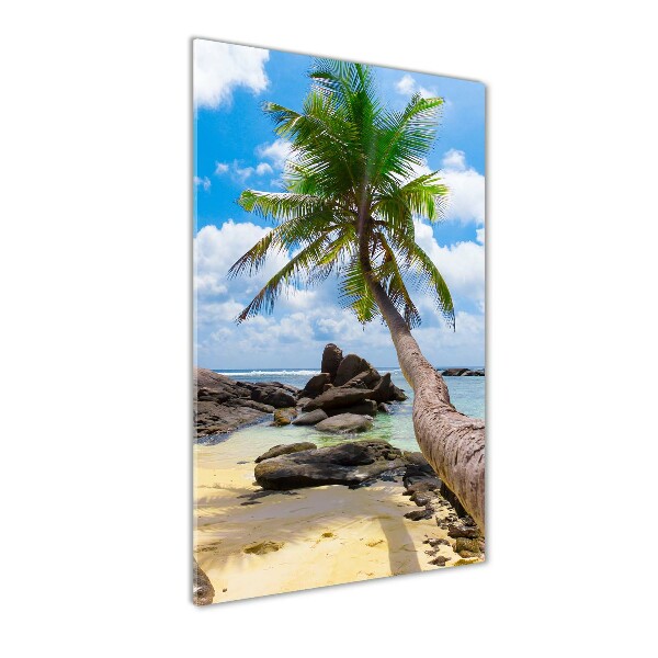 Cuadro decorativo en cristal con canto pulido vertical Playa tropical