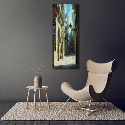Cuadro de cristal moderno efecto brillo vertical Calles de Barcelona