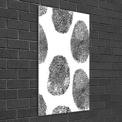 Cuadro decorativo en cristal con canto pulido vertical Huellas dactilares