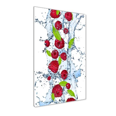 Fotocuadro de cristal elegante para hogar vertical Frambuesas