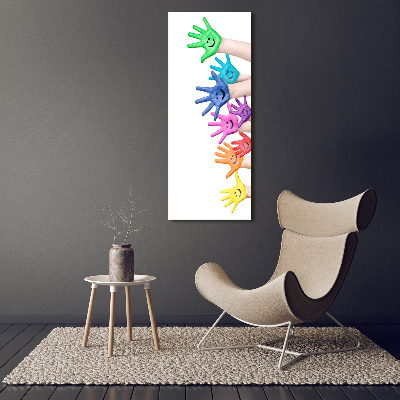 Fotocuadro de cristal elegante para hogar vertical Manos pintadas
