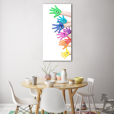 Fotocuadro de cristal elegante para hogar vertical Manos pintadas