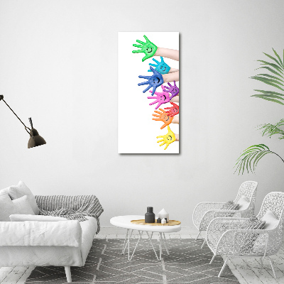 Fotocuadro de cristal elegante para hogar vertical Manos pintadas