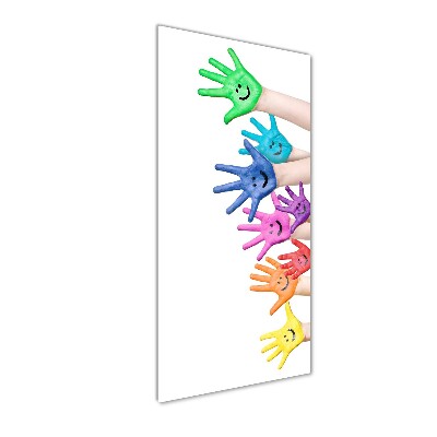 Fotocuadro de cristal elegante para hogar vertical Manos pintadas