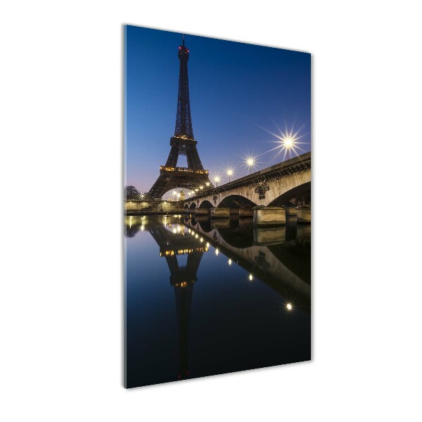 Cuadro decorativo en cristal con canto pulido vertical Torre Eiffel de París