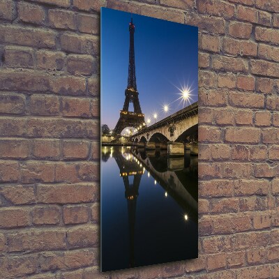 Cuadro decorativo en cristal con canto pulido vertical Torre Eiffel de París