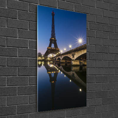 Cuadro decorativo en cristal con canto pulido vertical Torre Eiffel de París