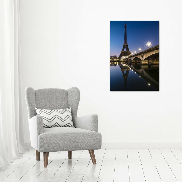 Cuadro decorativo en cristal con canto pulido vertical Torre Eiffel de París