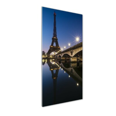 Cuadro decorativo en cristal con canto pulido vertical Torre Eiffel de París