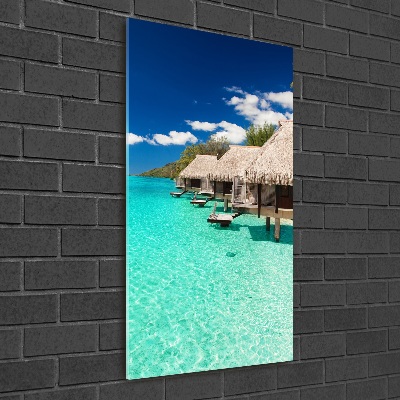 Fotocuadro de cristal elegante para hogar vertical Isla tropical