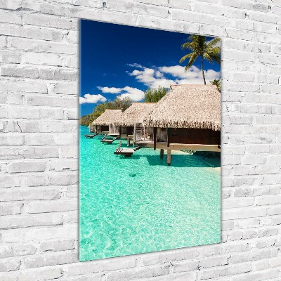 Fotocuadro de cristal elegante para hogar vertical Isla tropical