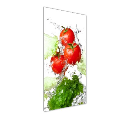 Cuadro decorativo en cristal con canto pulido vertical Tomates y lechuga
