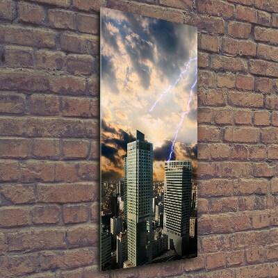 Fotocuadro de cristal elegante para hogar vertical Tormenta sobre Varsovia