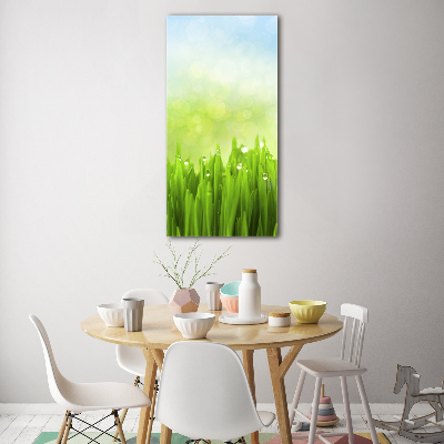 Cuadro de cristal moderno efecto brillo vertical Césped