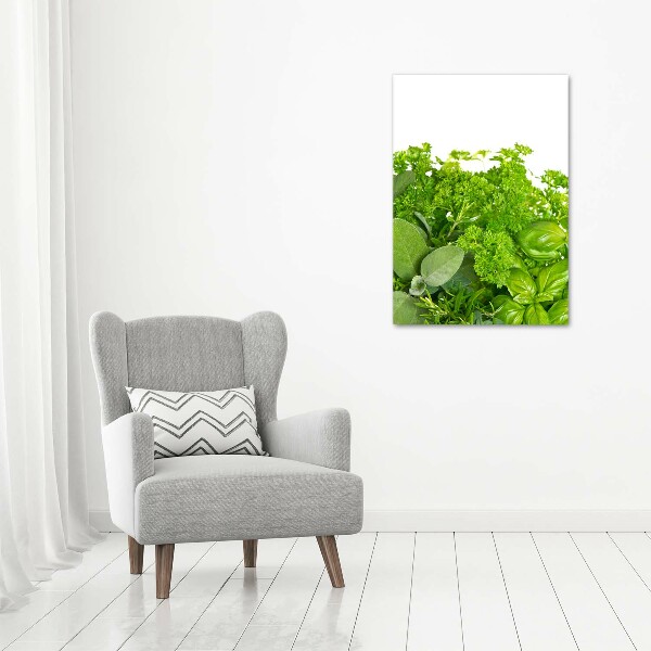 Cuadro decorativo en cristal con canto pulido vertical Hierbas