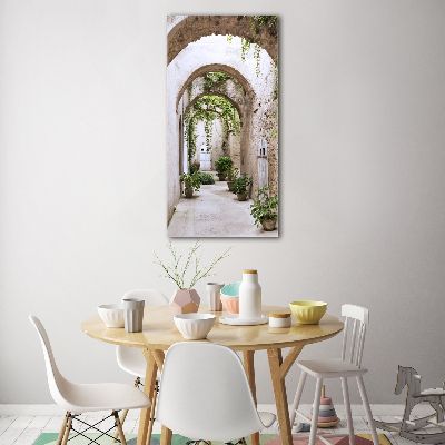 Cuadro de cristal moderno efecto brillo vertical Arcade en el castillo