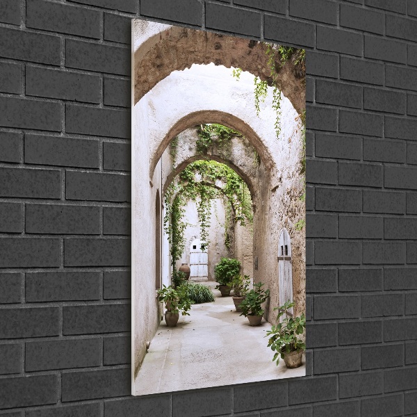 Cuadro de cristal moderno efecto brillo vertical Arcade en el castillo