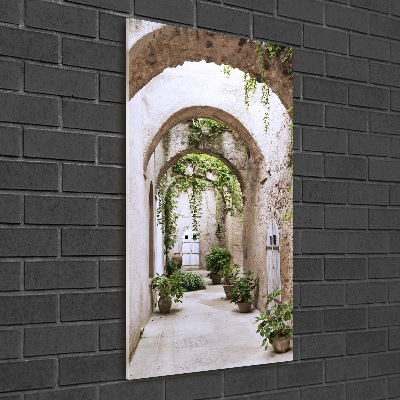 Cuadro de cristal moderno efecto brillo vertical Arcade en el castillo