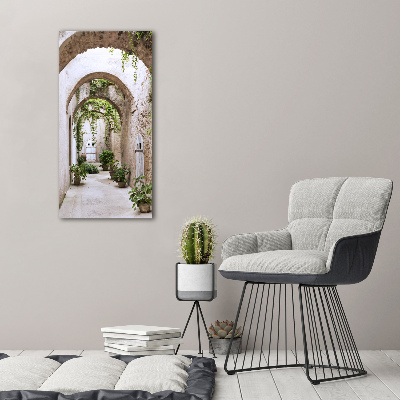 Cuadro de cristal moderno efecto brillo vertical Arcade en el castillo