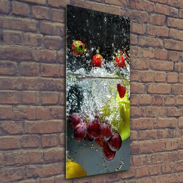 Cuadro de vidrio templado 4mm para pared vertical Frutas bajo el agua