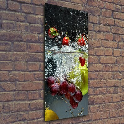 Cuadro de vidrio templado 4mm para pared vertical Frutas bajo el agua