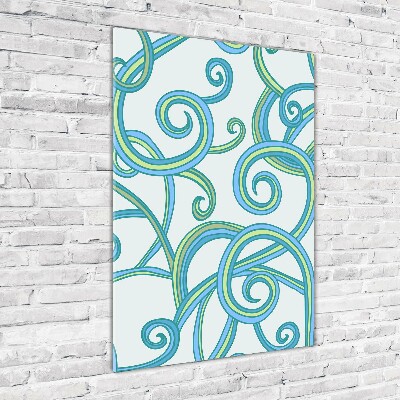 Fotocuadro de cristal elegante para hogar vertical Espirales abstractas